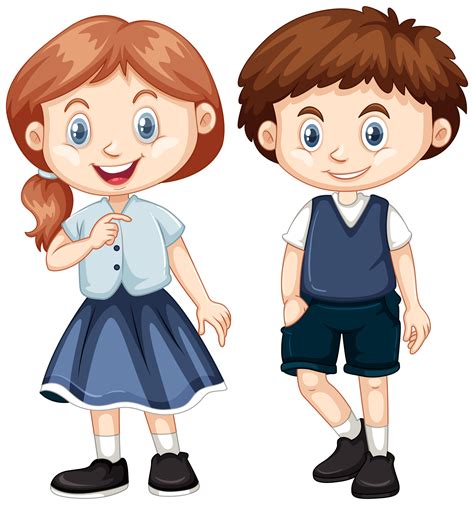 Boy and girl with happy smile 605958 Vector Art at Vecteezy