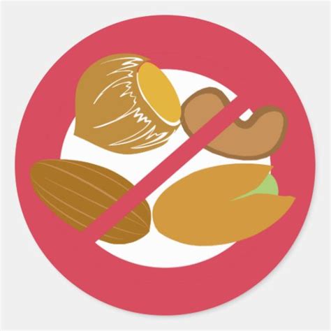 No Nuts Food Allergy Alert Stickers | Zazzle