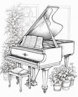 Piano Themed Fun Coloring Pages  Premium AI Generated Image sketch template