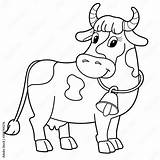 Coloring Page Outline Of cartoon cow With Bell Farm Animals  sketch template