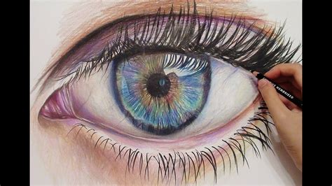 Drawing A Realistic Eye with Colored Pencils - Time lapse - YouTube