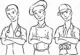 Whiteboard Drawing  Doctor Chef And Photographer Stock Vector sketch template