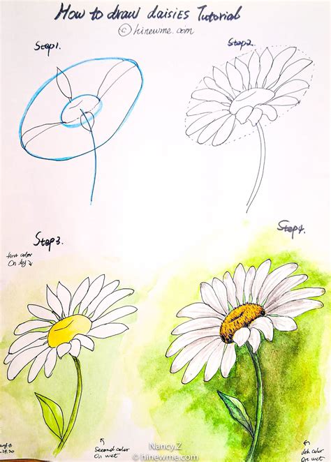 Flower Drawing Tutorials, Flower Art Drawing, Watercolor Flower Art, Flower Sketches, Floral ...