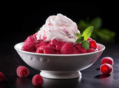 Premium AI Image | Ice cream with raspberries