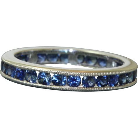 Estate Platinum 1 CT Sapphire Eternity Band from emilysattictreasures on Ruby Lane