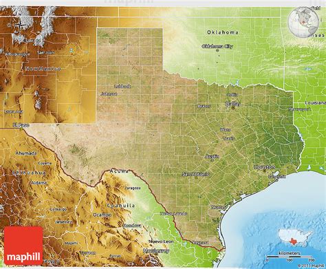 Satellite 3D Map of Texas, physical outside