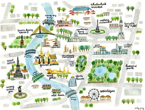 Map of Bangkok by Vicky Yang … | Travel infographic, Bangkok tourist, Bangkok map