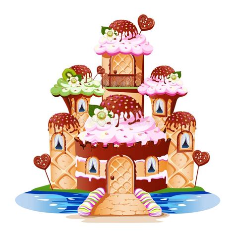 Fairytale Castle with Towers and a Balcony Made of Sweets Stock Vector - Illustration of dessert ...