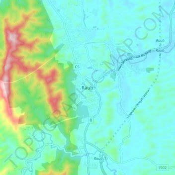 Raub topographic map, elevation, terrain