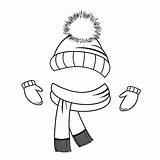 Collection Of Winter Clothing Hat Scarf And Mittens Coloring Book Stock  sketch template