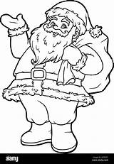 Christmas santa claus With Tree coloring Page Black And White Stock  sketch template