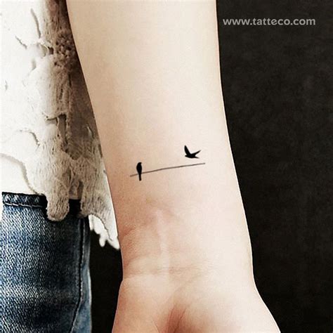 Minimalist Birds On A Wire Temporary Tattoo - Set of 3 | Bird tattoos for women, Small bird ...