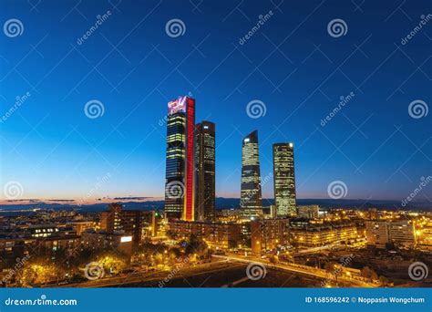 Madrid Spain Night City Skyline Stock Photo - Image of chamartin, europe: 168596242