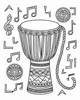 Coloring Djembe Drum Drums Clipart Template African Clipground  sketch template