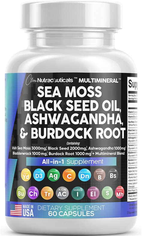 Buy Sea Moss 3000mg Black Seed Oil 2000mg Ashwagandha 1000mg Turmeric ...