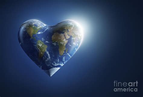 Heart-shaped Planet Earth On A Dark Digital Art by Evgeny Kuklev