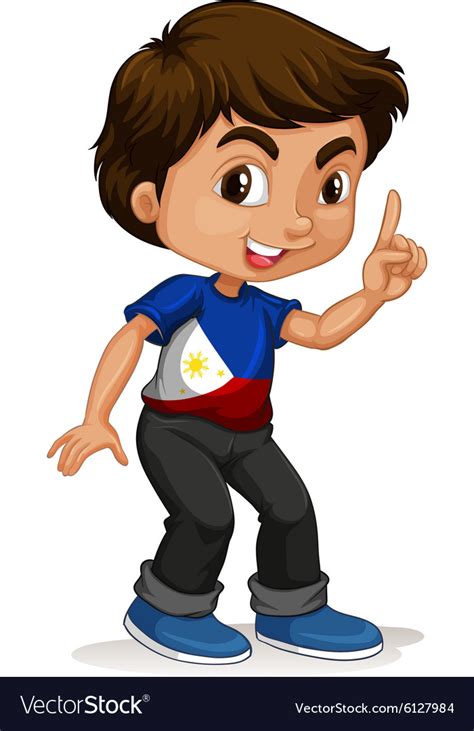 Philippines boy pointing a finger Royalty Free Vector Image