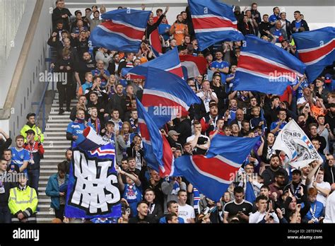 GLASGOW, SCOTLAND - JULY 18, 2019: Rangers ultras pictured during the ...