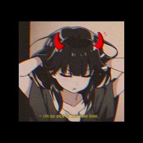 Download Black Anime Pfp Girl With Red Horns Wallpaper | Wallpapers.com