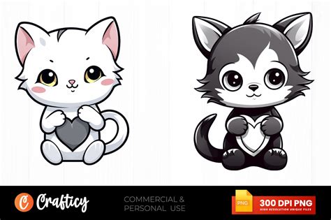Cat Hugging Heart Sublimation Clipart Graphic by Crafticy · Creative ...