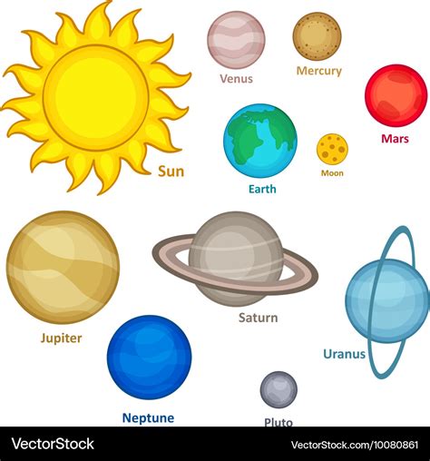 Set of isolated planet of solar system Royalty Free Vector