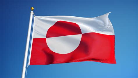 Greenland Flag Slider Style. Waving In The Win With Cloud Background ...