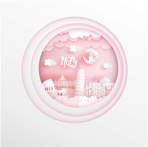 Premium Vector | Italy landmarks in pink