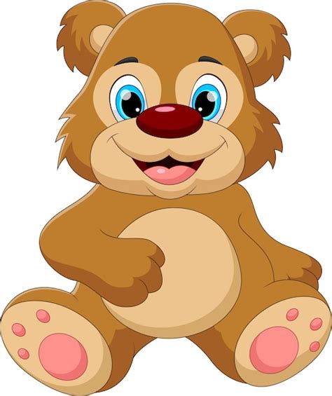 Premium Vector | Cartoon baby bear sitting and smiling pose