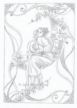 Grayscale Art Nouveau Coloring Page Adult  Etsy sketch template