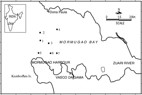 Location of the sampling stations— Mormugao harbour | Download Scientific Diagram