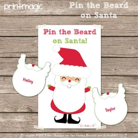 Pin the Beard on Santa Jolly Santa Printable Party by printmagic