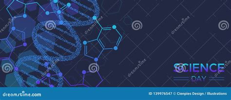 Science Day Web Banner of DNA Strand Stock Vector - Illustration of ...