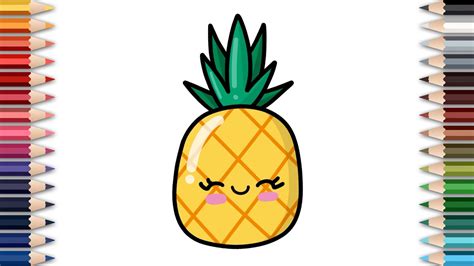 How to draw and paint cute kawaii pineapple? Easy drawing and painting ...