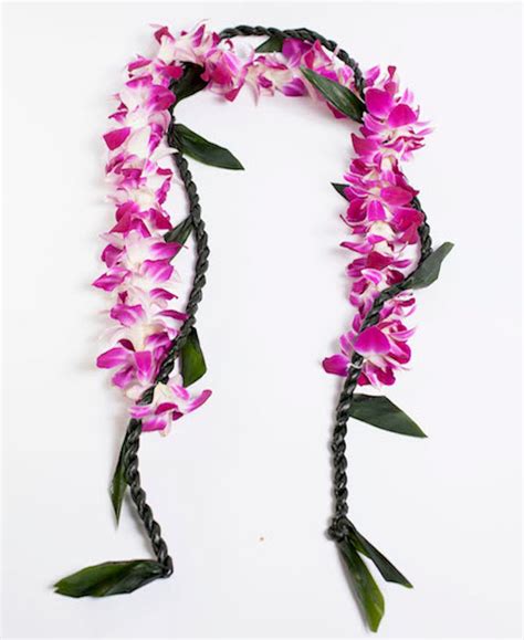 Hawaiian Lei Ti Leaf Lei With Orchid Lei Graduation Lei - Etsy