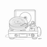Record Player Coloring Page Pages sketch template