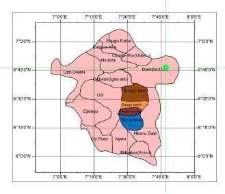 0:Map of Nigeria, highlighting Enugu 1: Map of Enugu, highlighting the ...