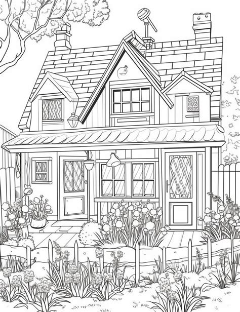 Country House Coloring Page | Detailed coloring pages, Coloring pages ...