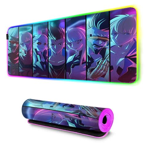 Rgb Anime Mouse Pad Cyberpunk Edgerunners Desk Mat Computer Deskmat Mousepad Kawaii Gaming ...