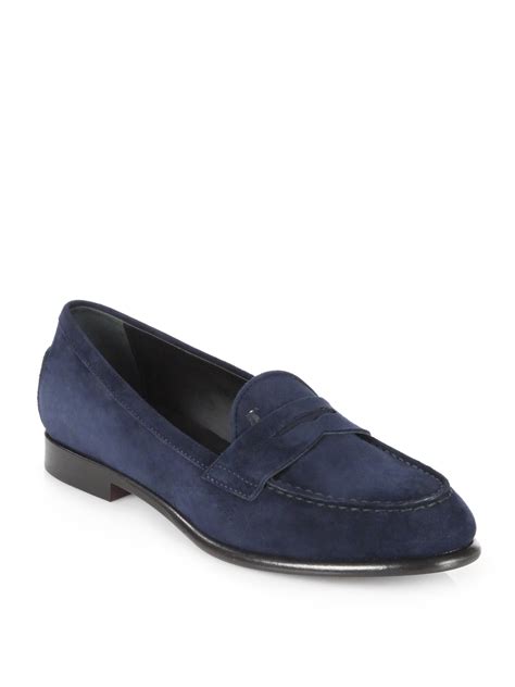 Tod's Suede Penny Loafers in Navy Blue (Blue) - Lyst