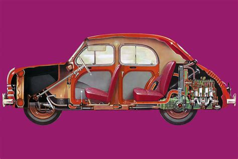 Renault 4CV 1954 Cutaway Drawing in High quality