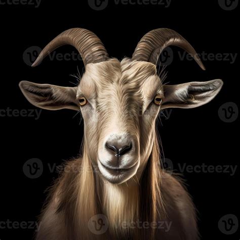 Portrait of a goat face shot, close-up, isolated on black background ...