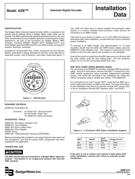 BADGER METER ADE INSTALLATION DATA Pdf Download | ManualsLib