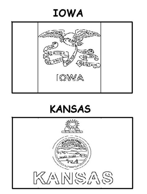 Kansas and Iowa State Flag Coloring Page | Color Luna