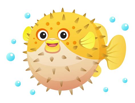 Cute puffer fish cartoon illustration isolated on white background ...