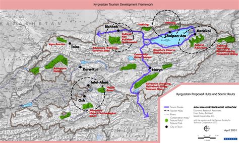 Map of Kyrgyzstan :: Kyrgyzstan proposed tourism hubs & scenic routes ...