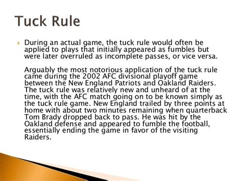 The Tuck Rule in Football