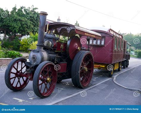 A Steam Traction Engine Towing a Authentic Caravan and Trailer ...