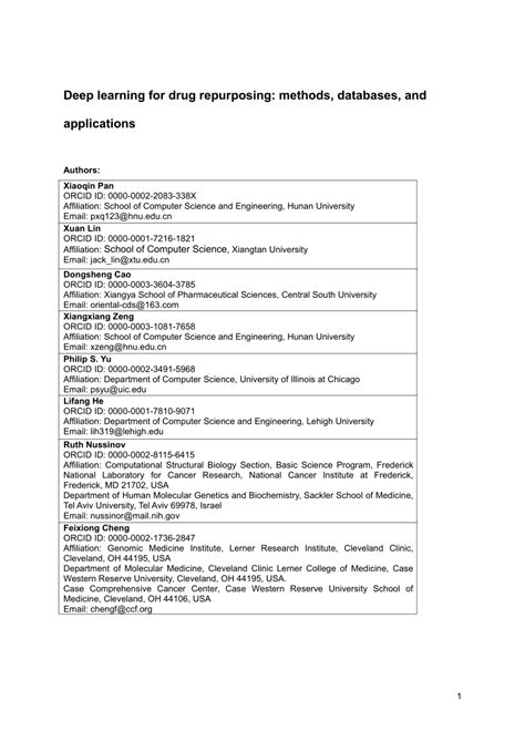 (PDF) Deep learning for drug repurposing: methods, databases, and ...