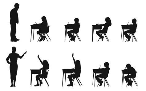 Premium Vector | Silhouette of classroom with Teacher and students ...