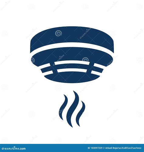 Smoke alarm vector icon stock vector. Illustration of blue - 103097229